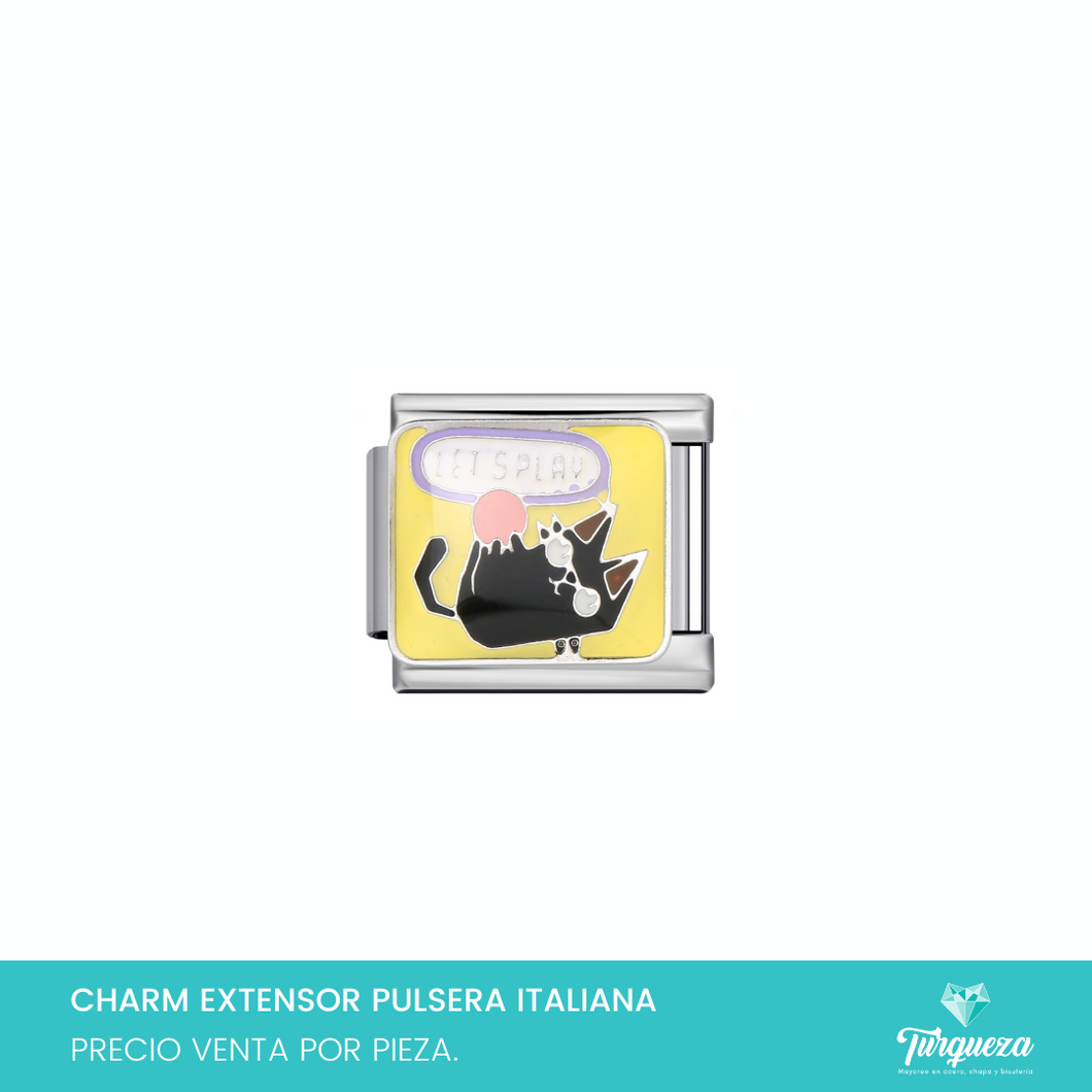 Dije Charm Gatito para Pulsera Tipo Italiana Plateado Acero Inoxidable