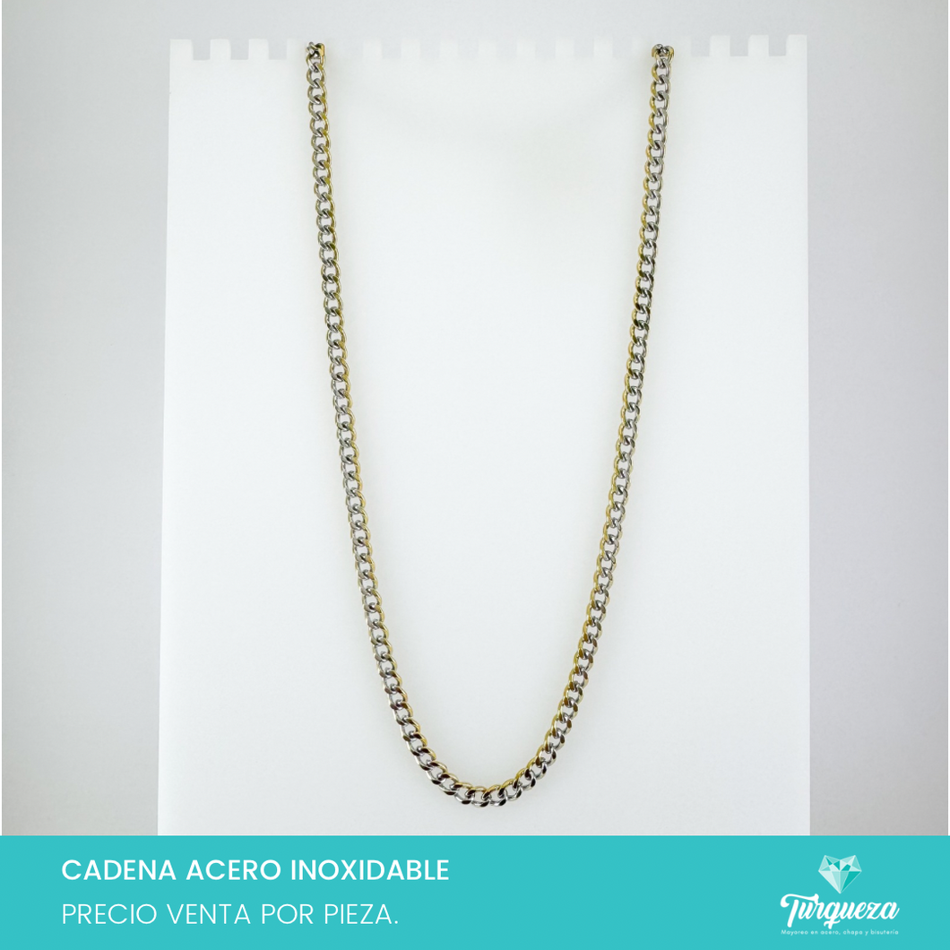 Cadena Cubana Bicolor (60cm-5mm) Acero Inoxidable