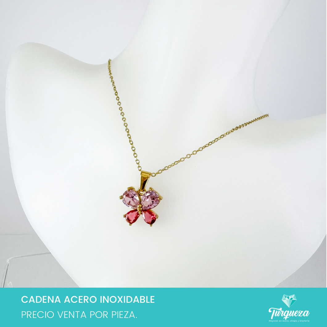 Collar Mariposa Zirconias Acero Inoxidable