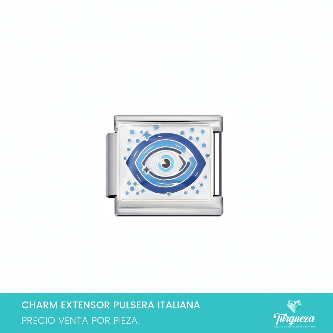 Dije Charm Ojos para Pulsera Tipo Italiana Plateado Acero Inoxidable