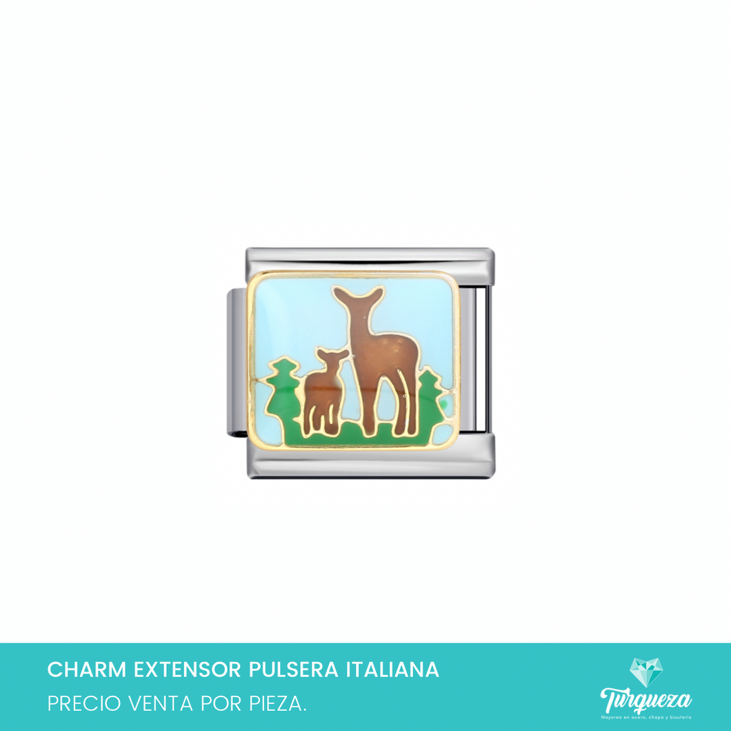 Dije Charm Venados para Pulsera Tipo Italiana Plateado Acero Inoxidable