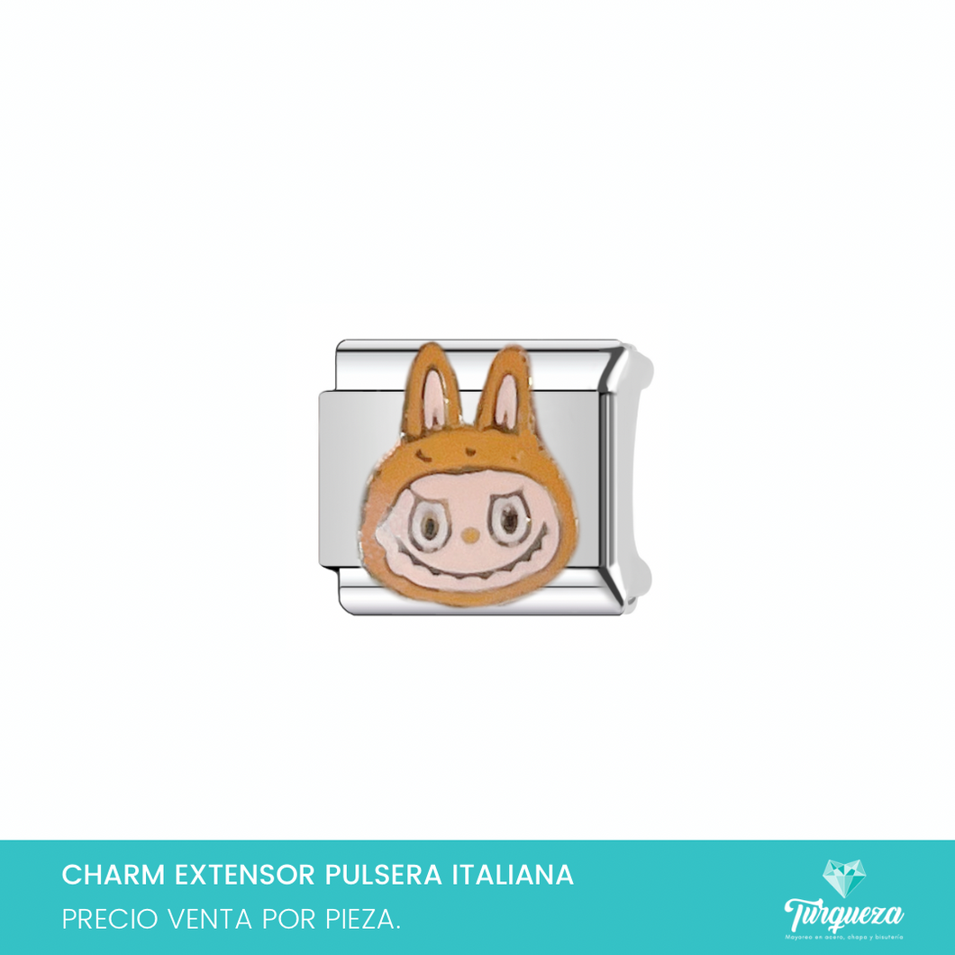 Dije Charm Labub para Pulsera Tipo Italiana Plateado Acero Inoxidable