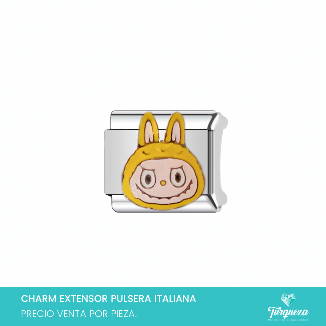 Dije Charm Labub para Pulsera Tipo Italiana Plateado Acero Inoxidable