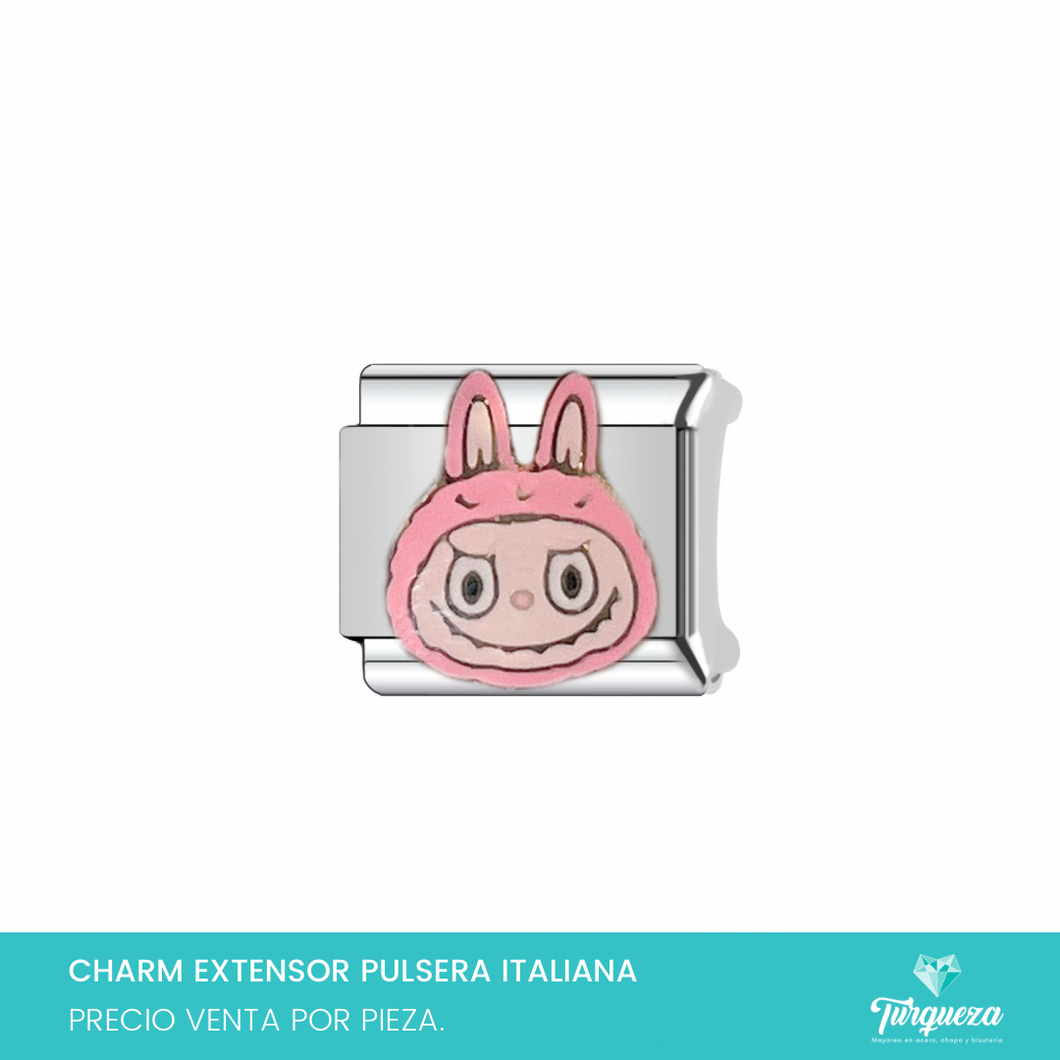 Dije Charm Labub para Pulsera Tipo Italiana Plateado Acero Inoxidable