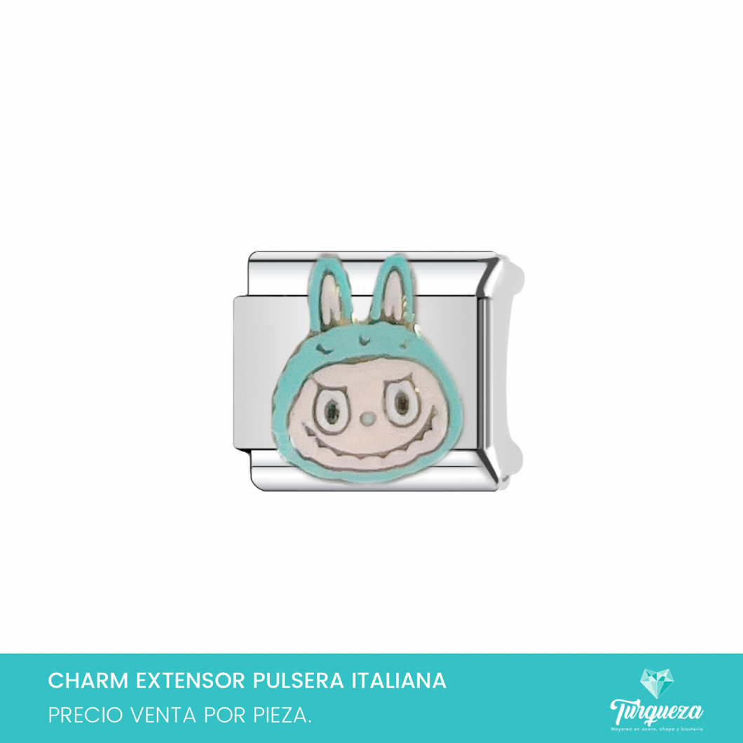 Dije Charm Labub para Pulsera Tipo Italiana Plateado Acero Inoxidable