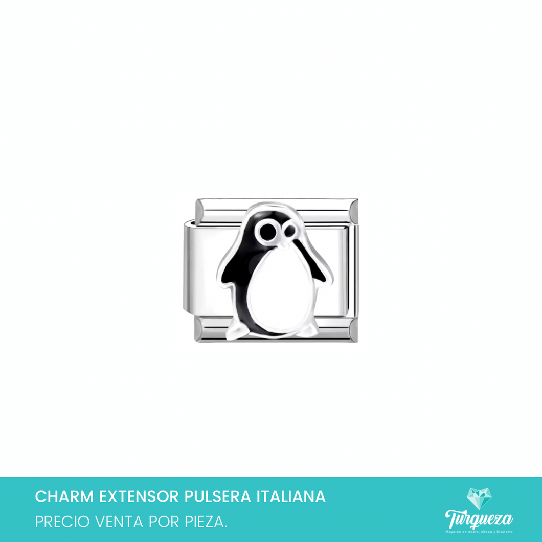 Dije Charm Pinguino para Pulsera Tipo Italiana Plateado Acero Inoxidable