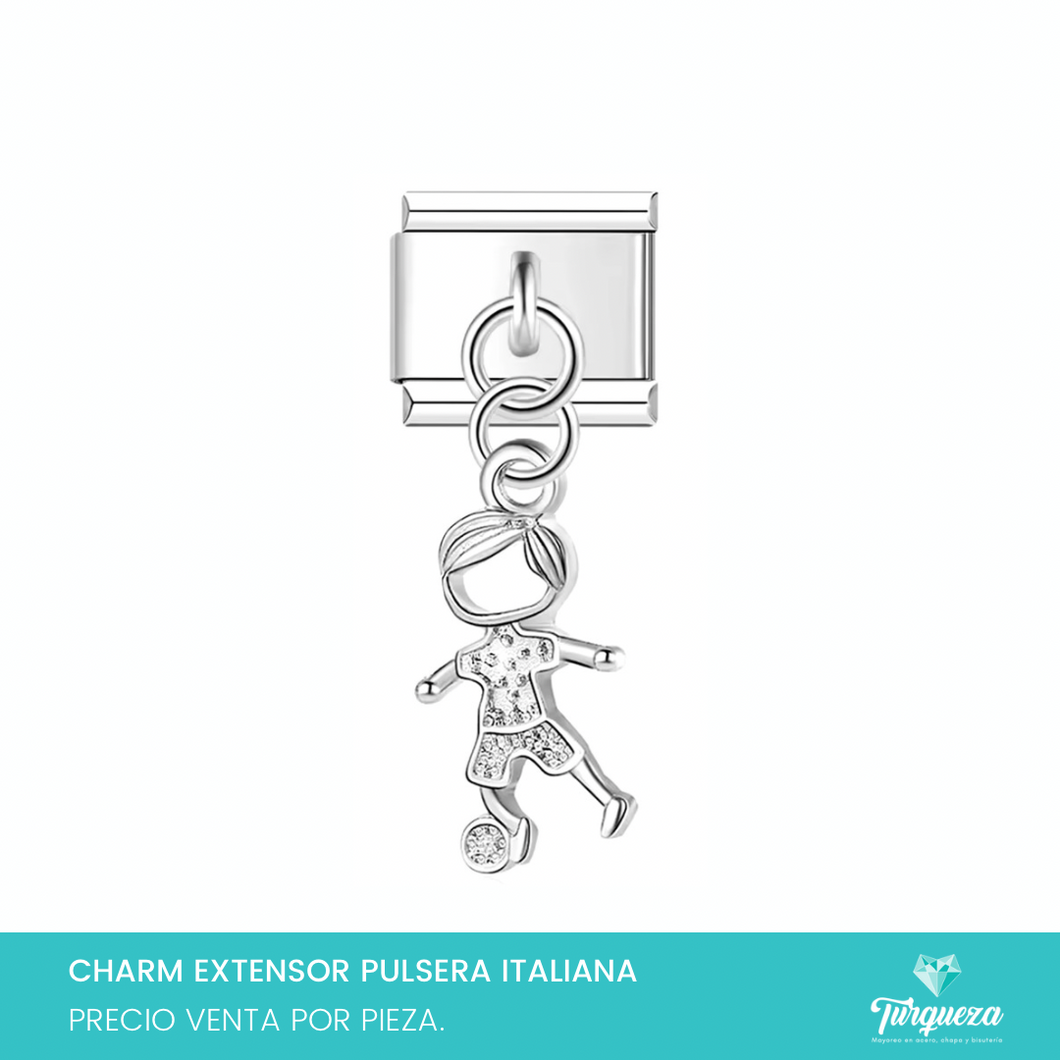 Dije Charm Niño Colgante para Pulsera Tipo Italiana Plateado Acero Inoxidable