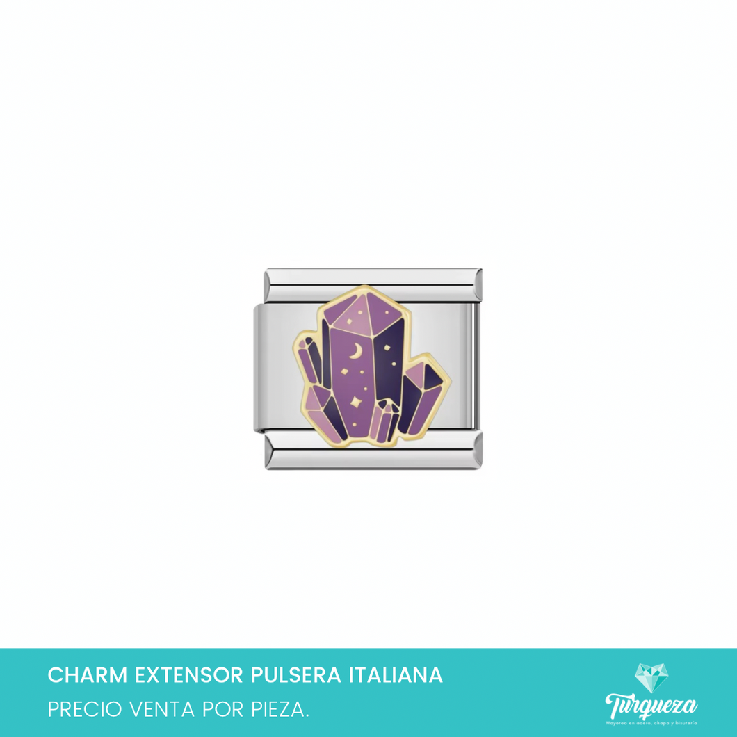 Dije Charm Cuarzo para Pulsera Tipo Italiana Plateado Acero Inoxidable