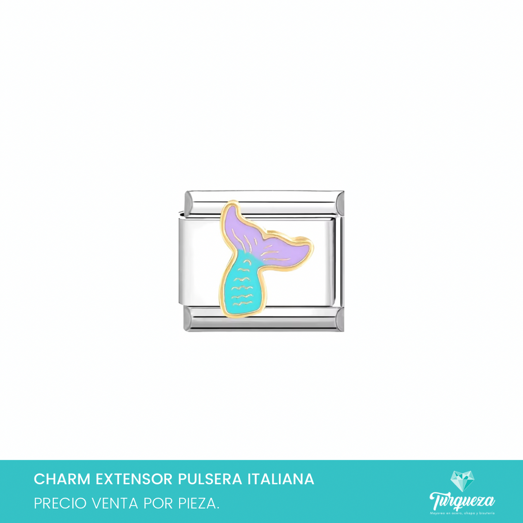 Dije Charm Sirena para Pulsera Tipo Italiana Plateado Acero Inoxidable