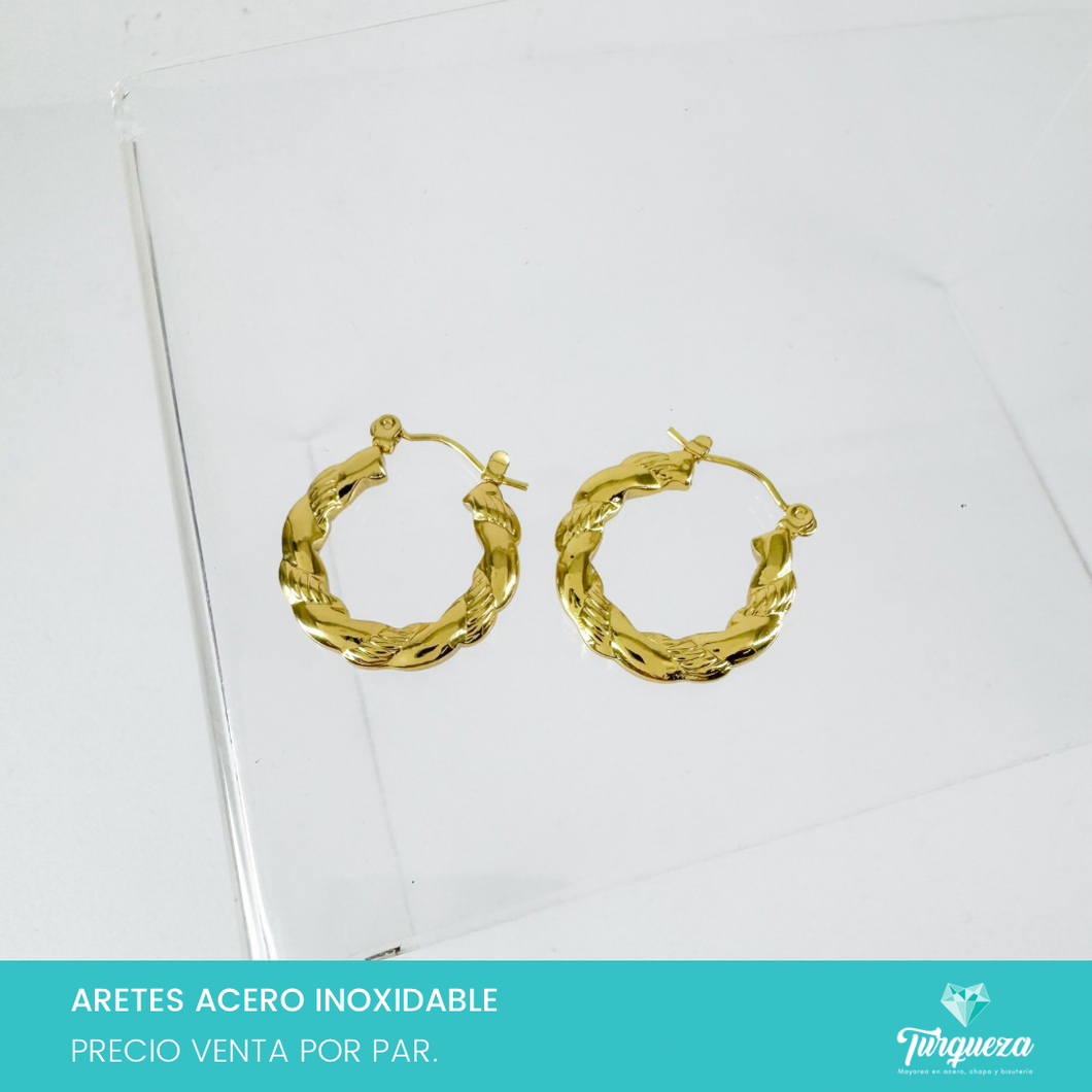 Arete Arracada Dorado 2cm Acero Inoxidable
