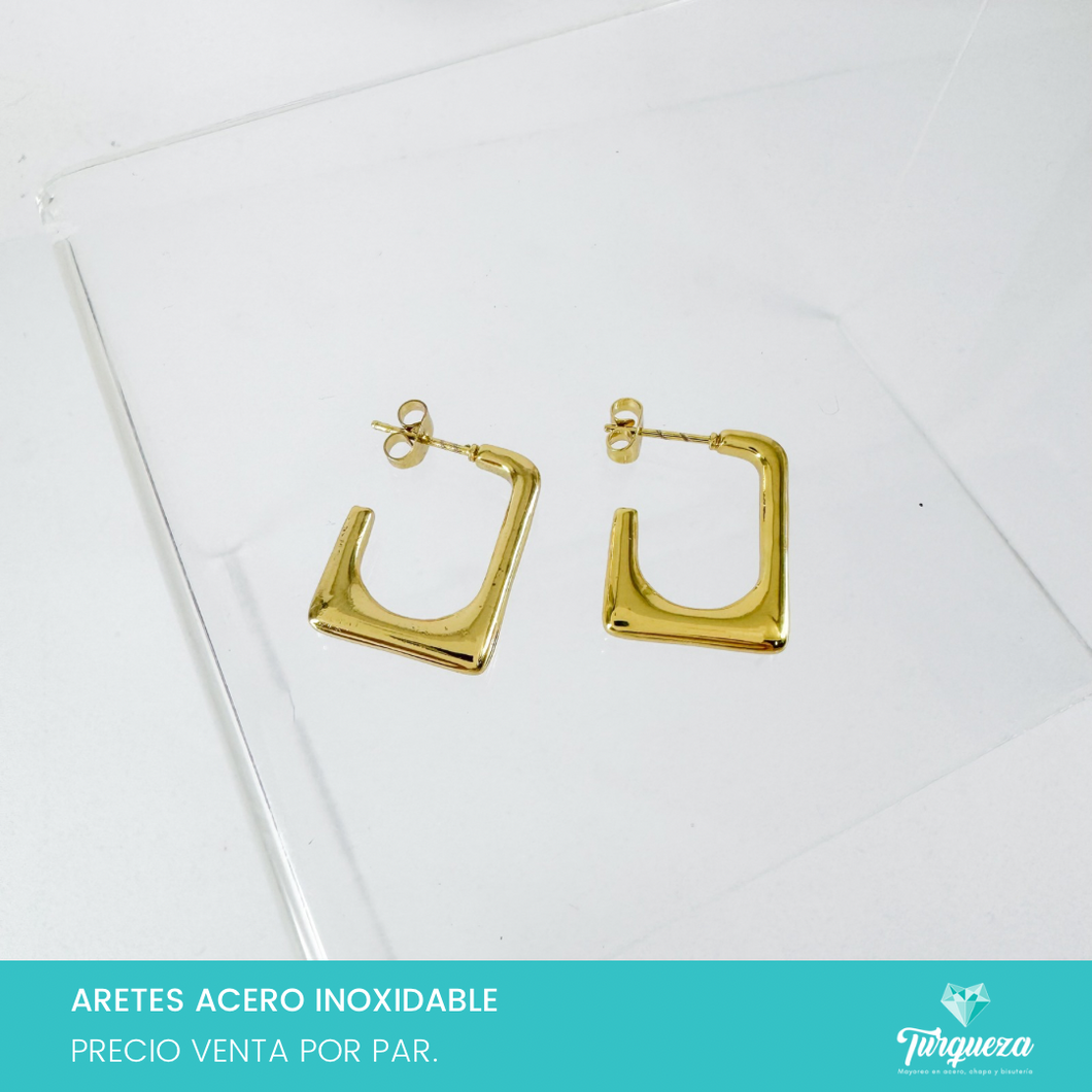 Arete Cuadrado Dorado 2cm Acero Inoxidable