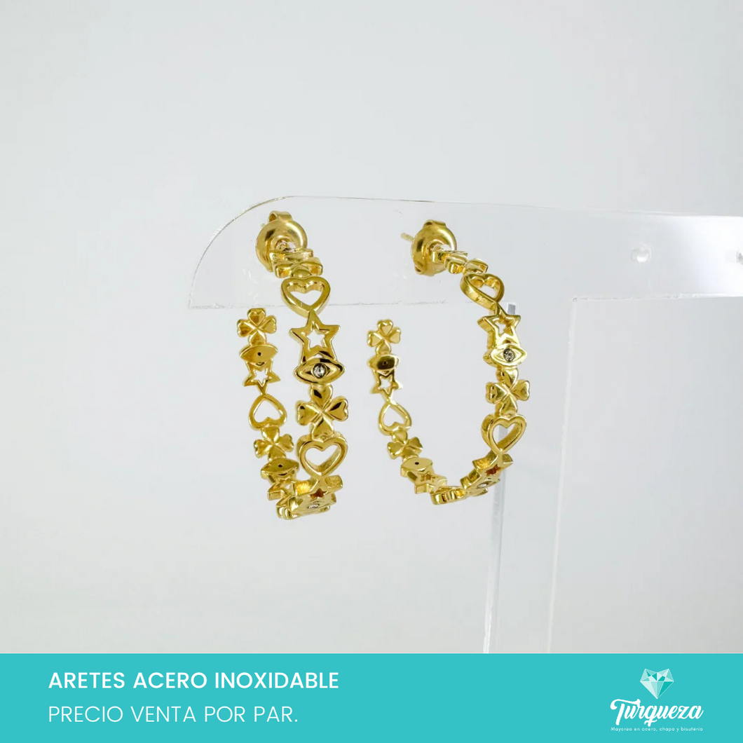 Arete Arracada Figuras 3cm Acero Inoxidable