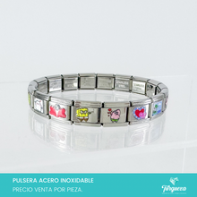Cargar imagen en el visor de la galería, Pulsera Tipo Italiana Full Charms (18 charms imágenes varias) Acero Inoxidable
