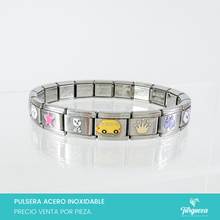 Cargar imagen en el visor de la galería, Pulsera Tipo Italiana Full Charms (18 charms imágenes varias) Acero Inoxidable
