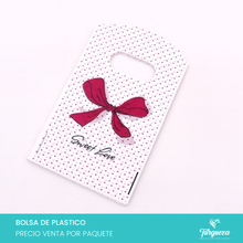Cargar imagen en el visor de la galería, Bolsa de Plástico Moño Rosa Coquette Pequeña 9 x 15cm
