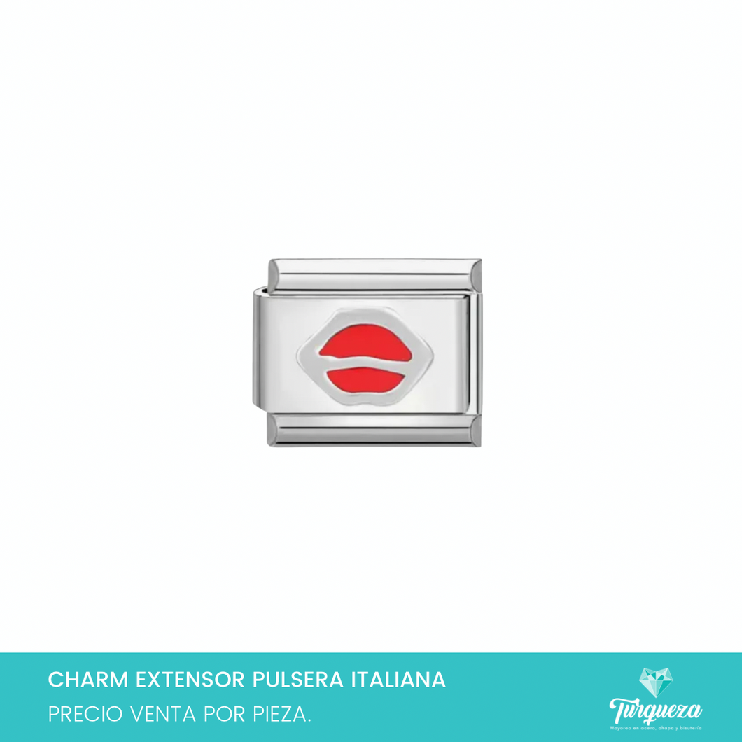 Dije Charm Labios para Pulsera Tipo Italiana Plateado Acero Inoxidable