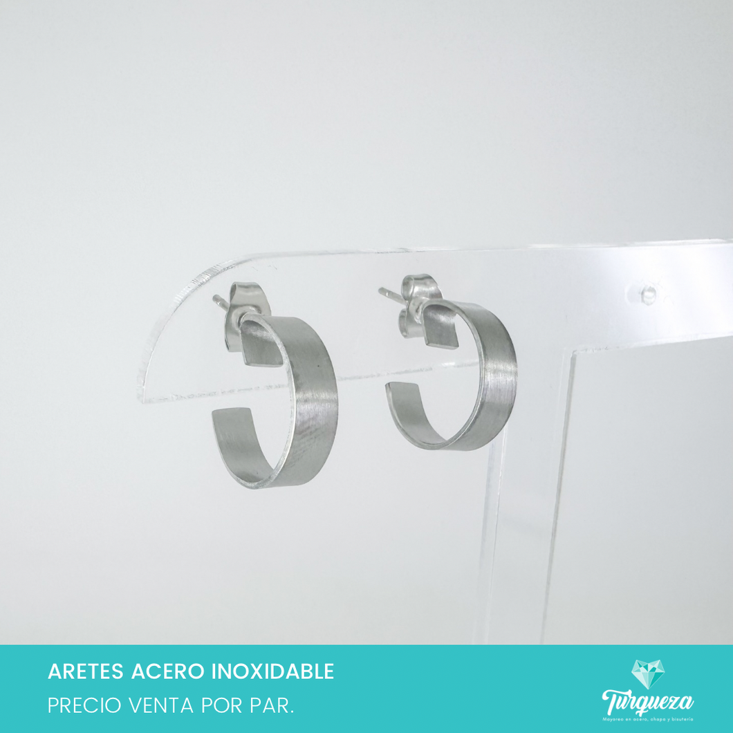Arete Plano Plateado 1.5cm Acero Inoxidable