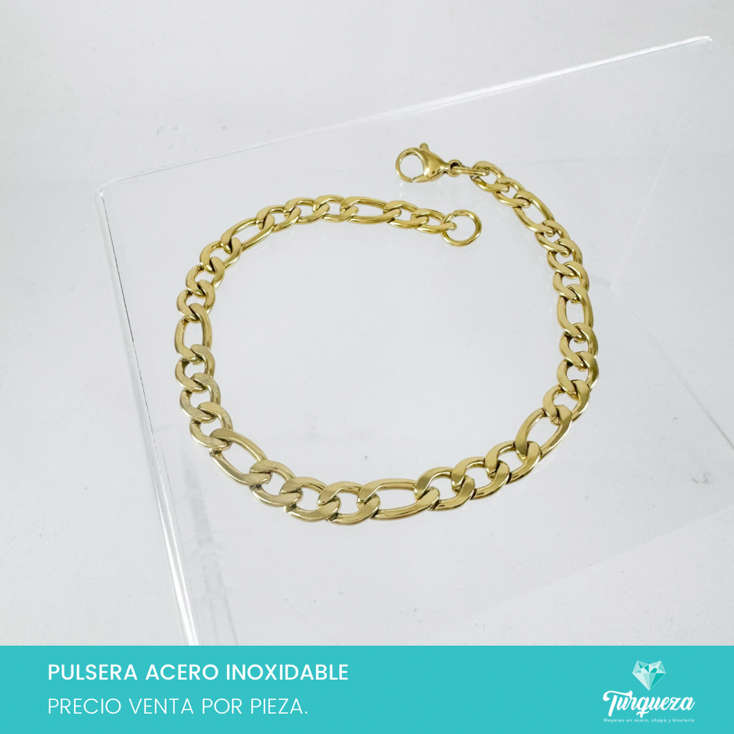 Pulsera Esclava Cubana Plateado (21cm-6mm) Acero Inoxidable