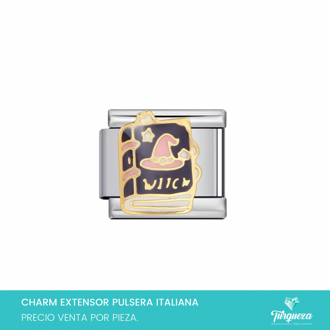 Dije Charm Libro Wich para Pulsera Tipo Italiana Plateado Acero Inoxidable
