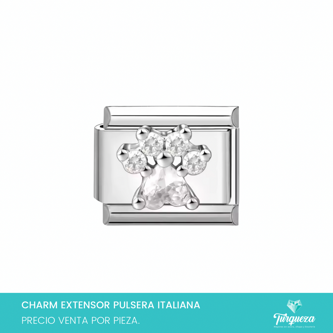 Dije Charm Huella Zirconias para Pulsera Tipo Italiana Acero Inoxidable