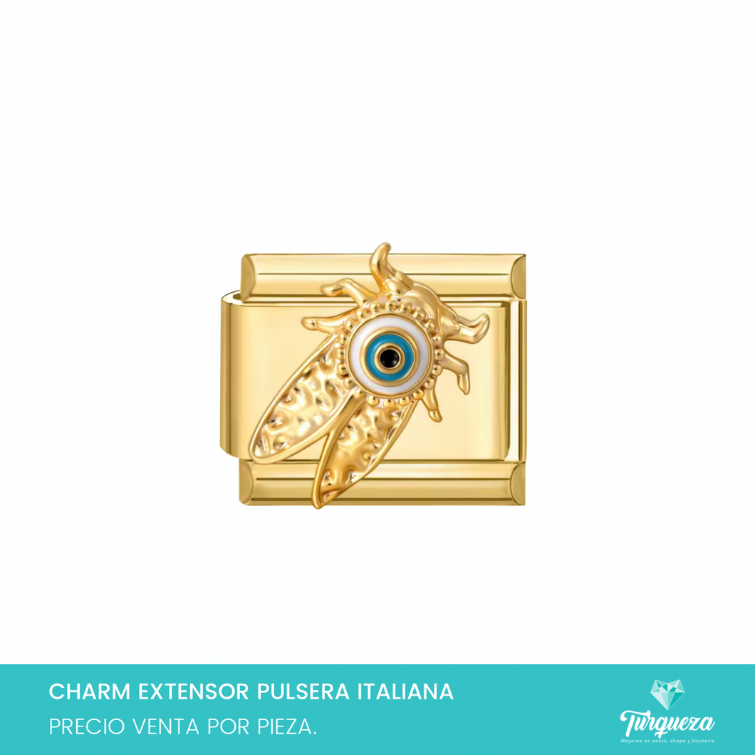 Dije Charm Escarabajo Ojo para Pulsera Tipo Italiana Acero Inoxidable