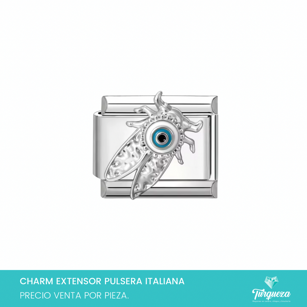 Dije Charm Escarabajo Ojo para Pulsera Tipo Italiana Acero Inoxidable