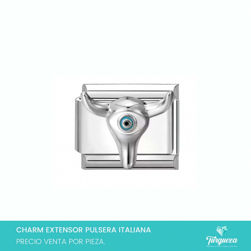 Dije Charm Toro Ojo para Pulsera Tipo Italiana Acero Inoxidable