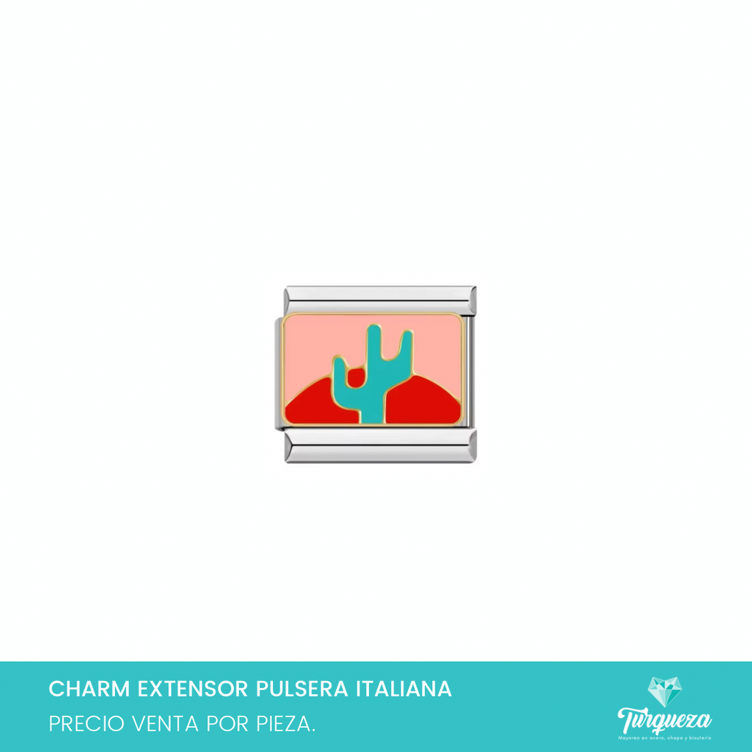 Dije Charm Cactus para Pulsera Tipo Italiana Plateado Acero Inoxidable