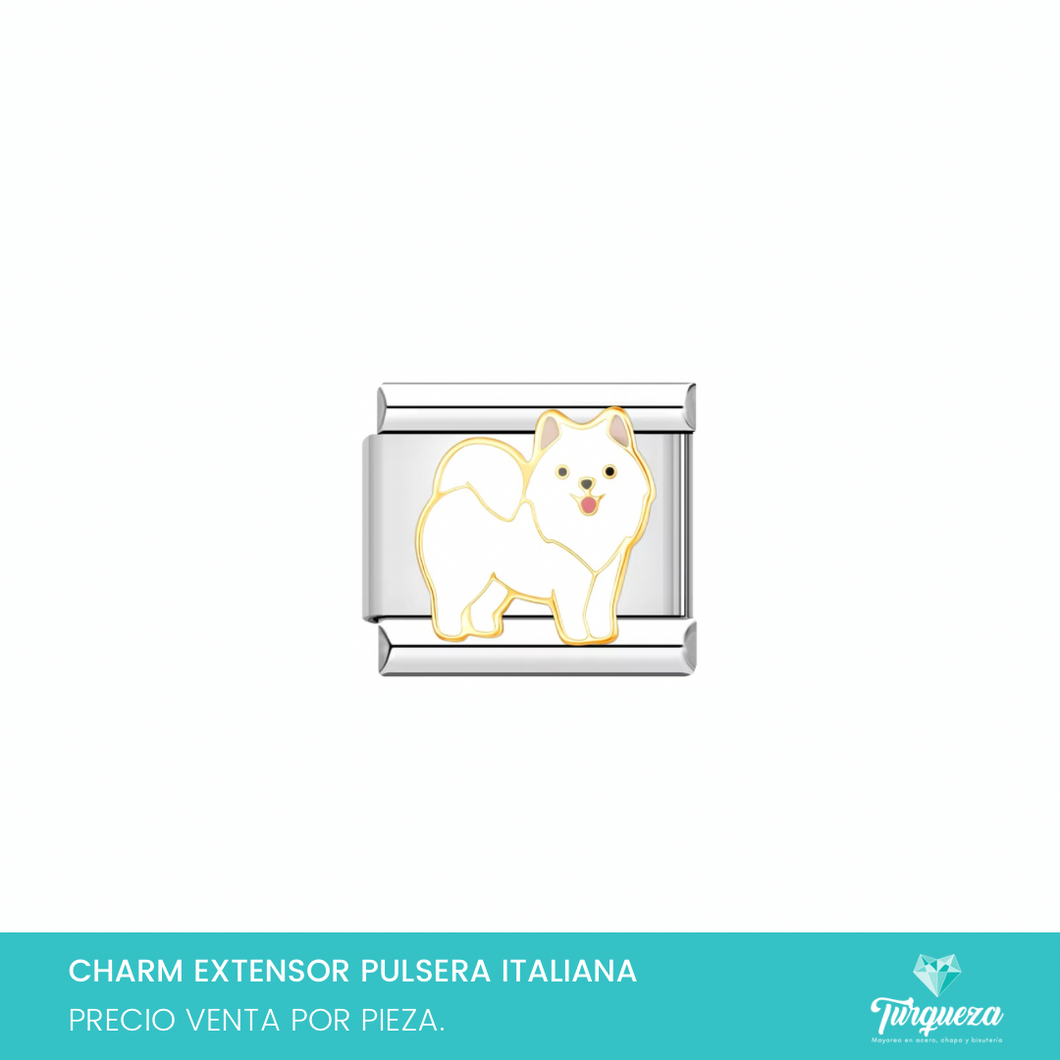 Dije Charm Perrito para Pulsera Tipo Italiana Plateado Acero Inoxidable