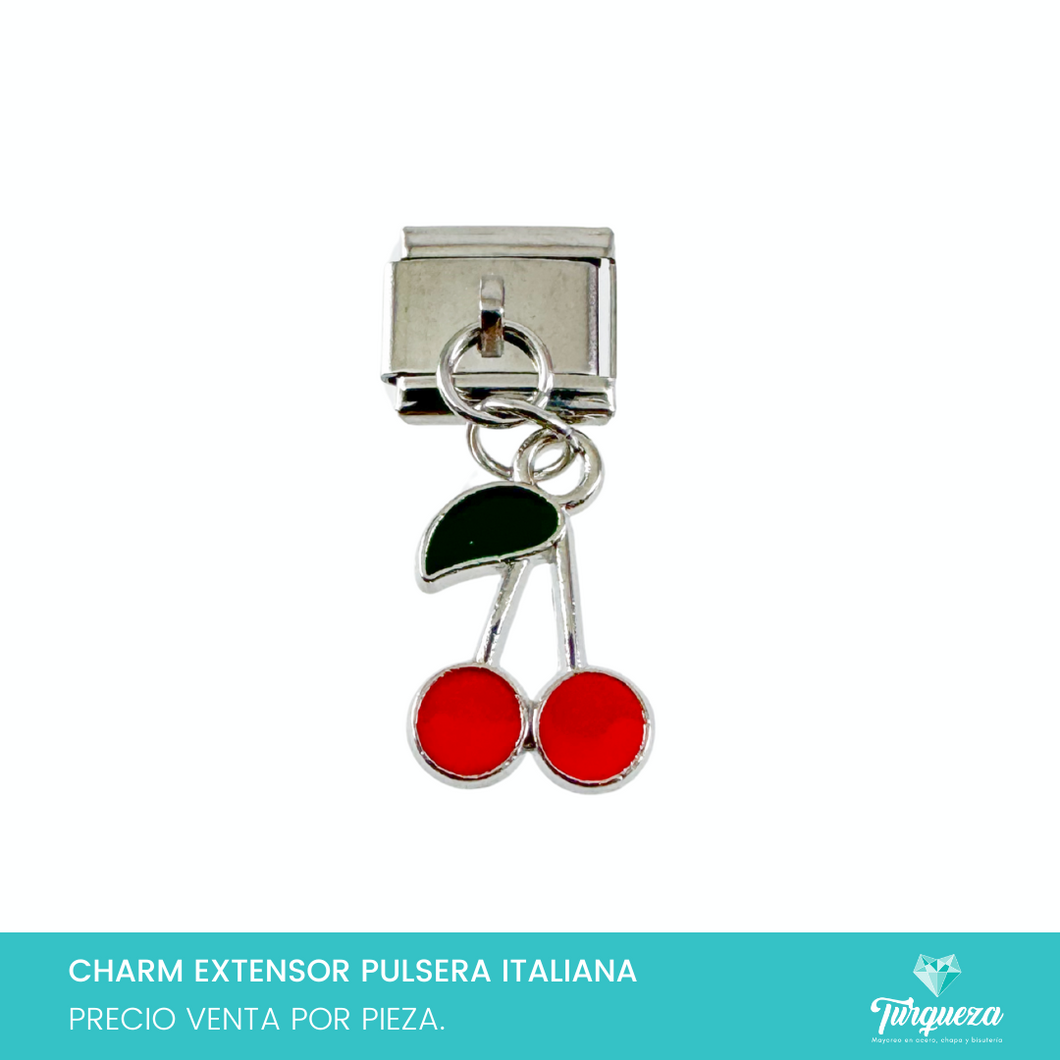 Dije Charm Cerezas Colgante para Pulsera Tipo Italiana Acero Inoxidable