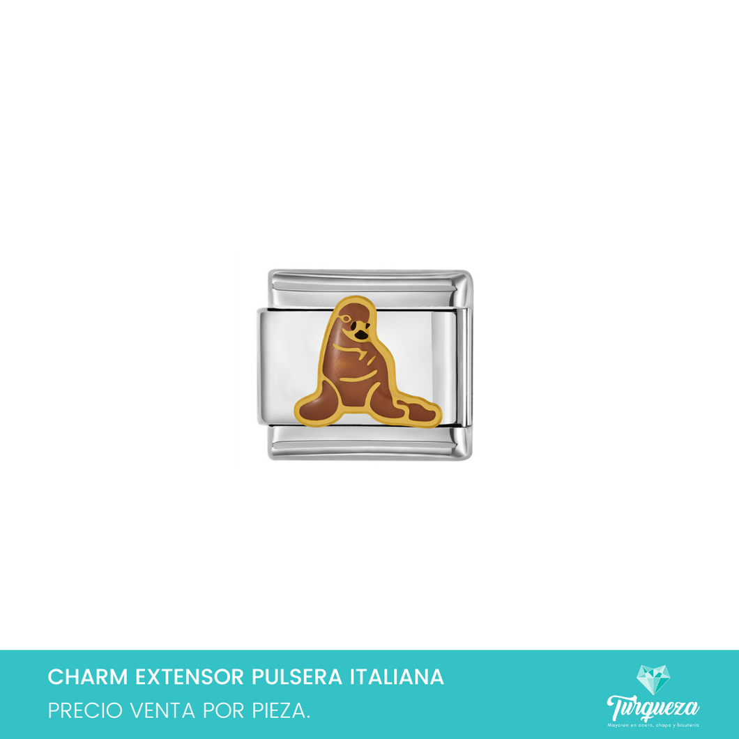 Dije Charm Foca para Pulsera Tipo Italiana Plateado Acero Inoxidable