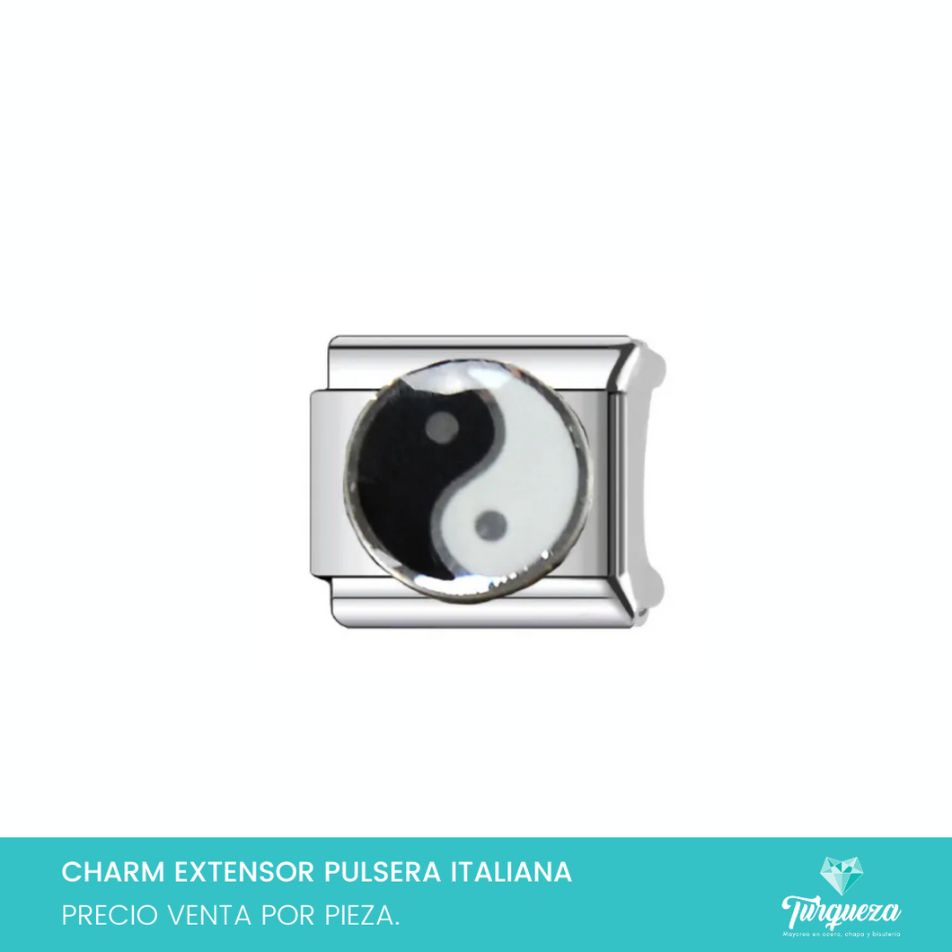 Dije Charm Yin Yang para Pulsera Tipo Italiana Plateado Acero Inoxidable