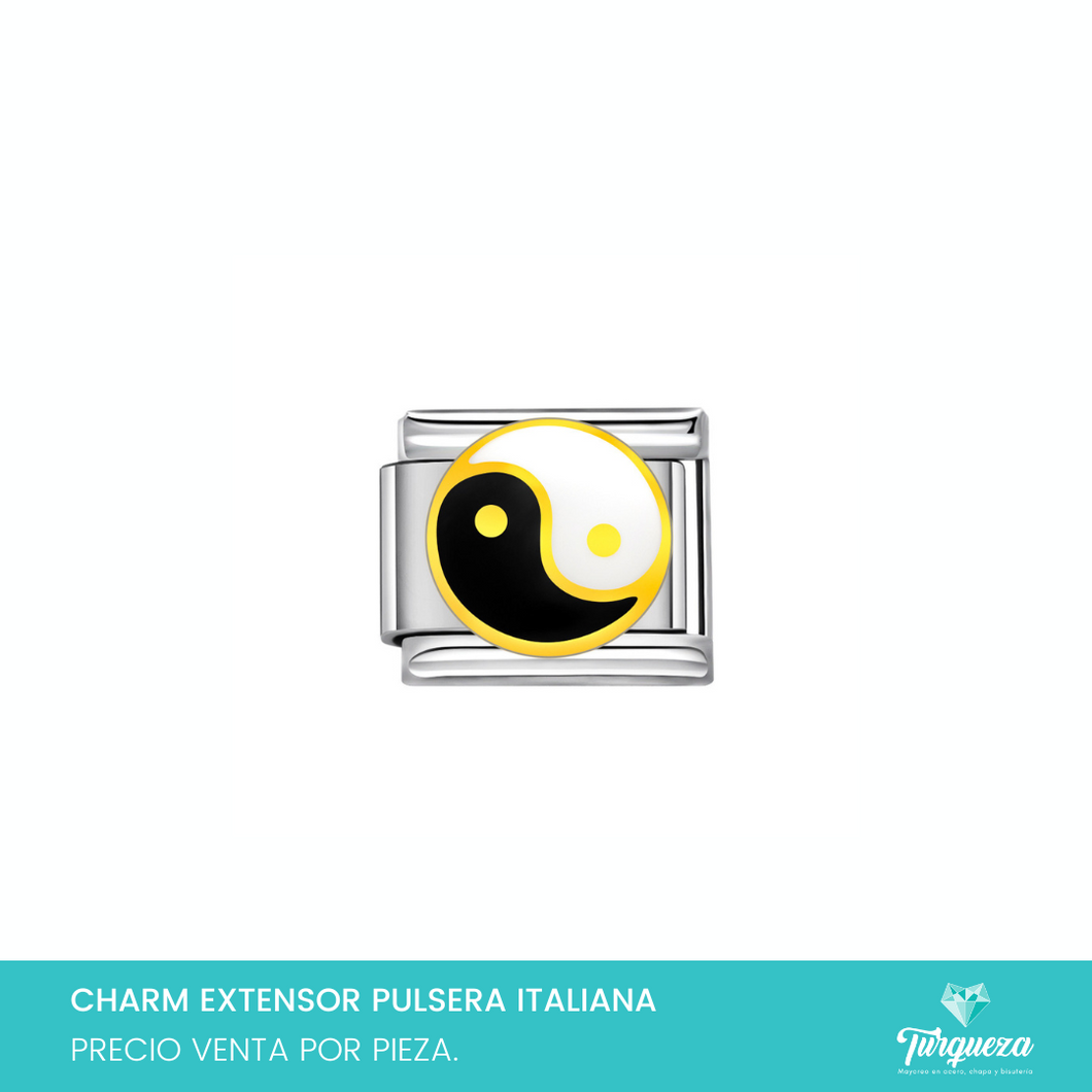 Dije Charm Yin yang para Pulsera Tipo Italiana Plateado Acero Inoxidable