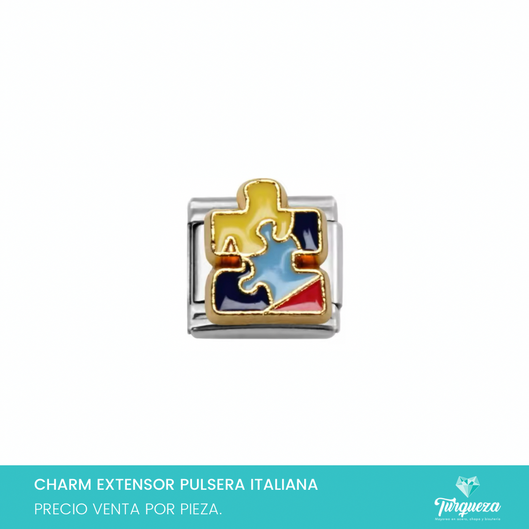 Dije Charm Rompecabezas 3D para Pulsera Tipo Italiana Plateado Acero Inoxidable