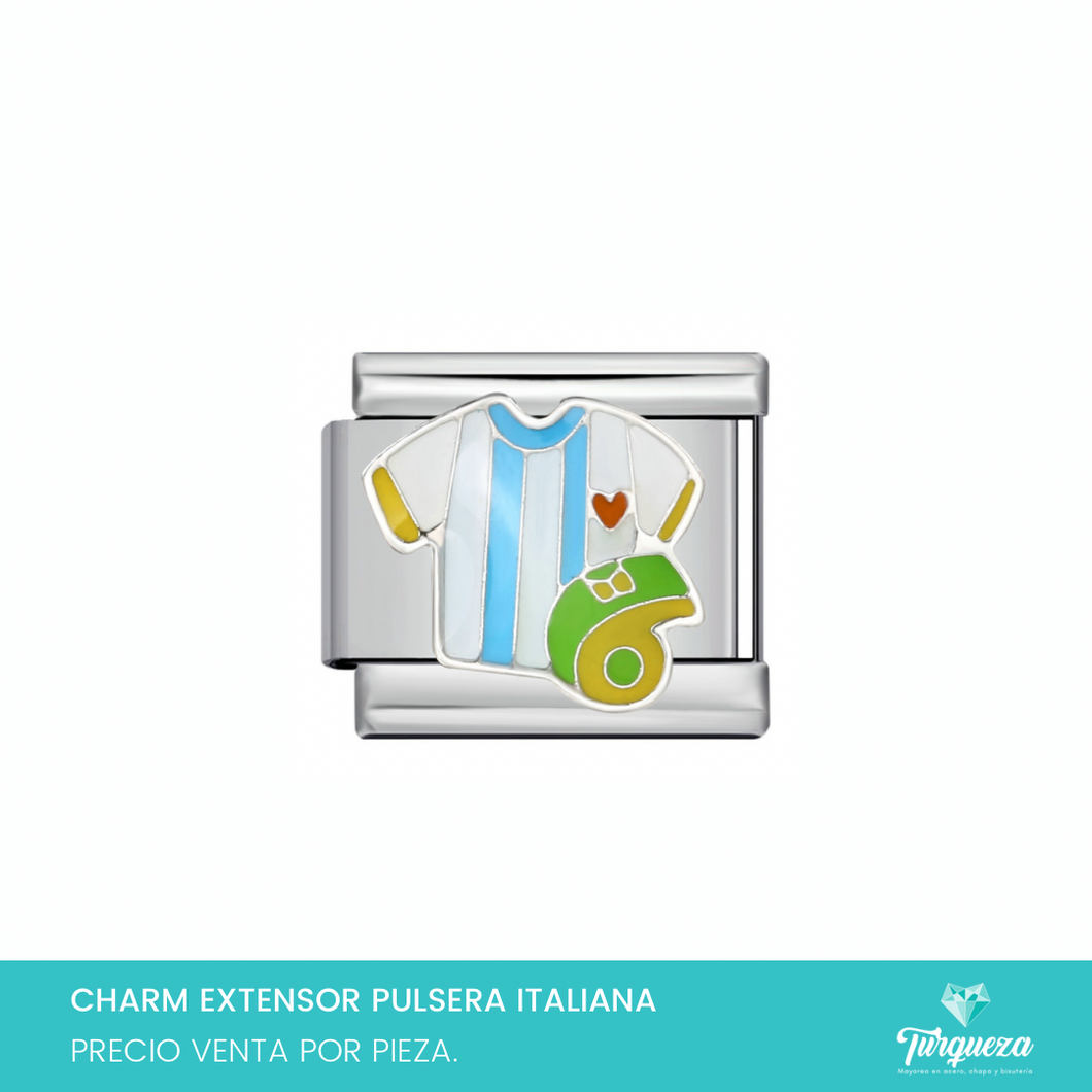 Dije Charm Futbol para Pulsera Tipo Italiana Acero Inoxidable