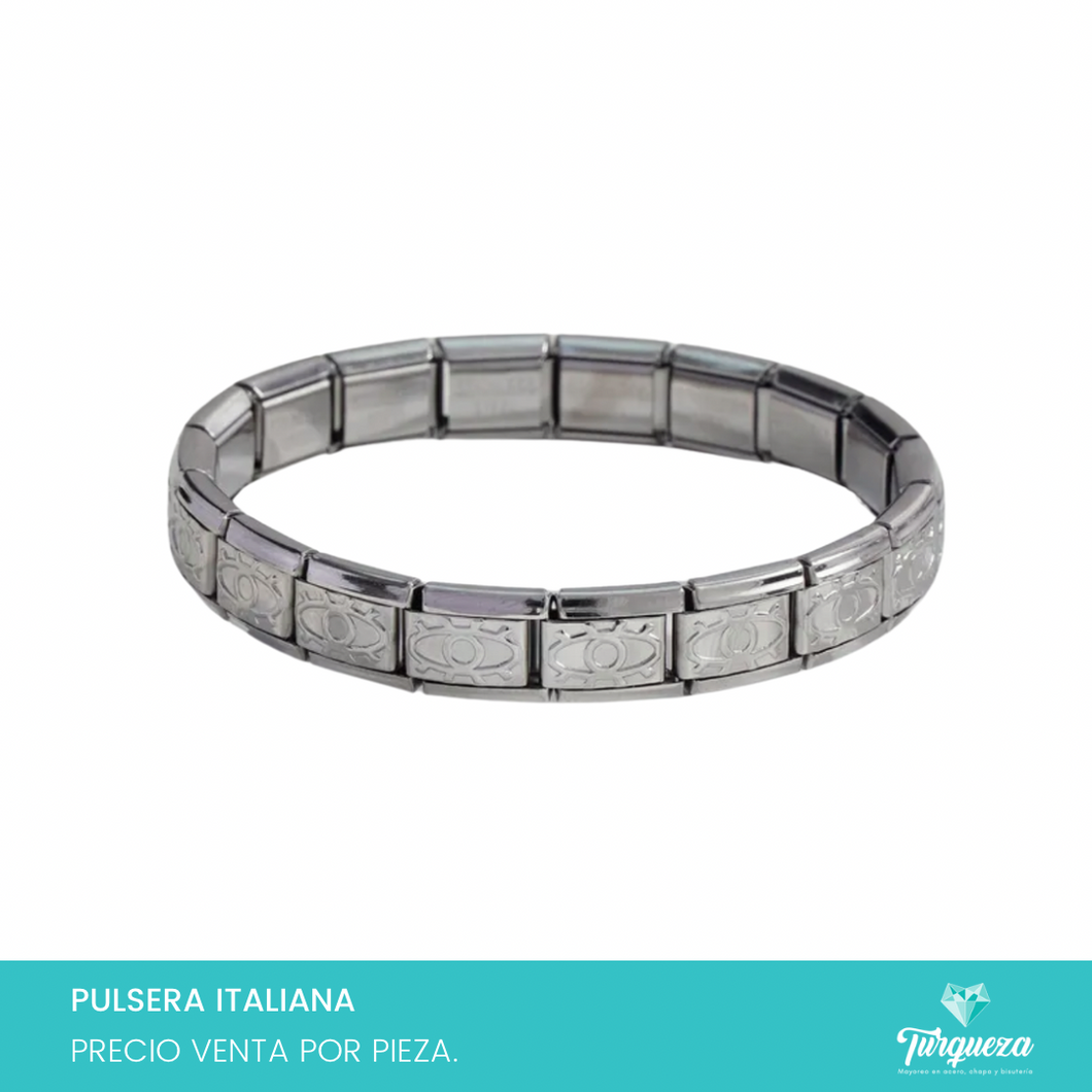 Pulsera Tipo Italiana Ojos (18 charms 8mm x 1cm) Acero Inoxidable