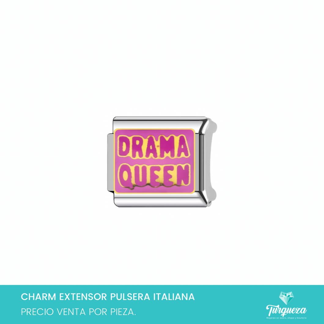 Dije Charm Drama Queen para Pulsera Tipo Italiana Plateado Acero Inoxidable