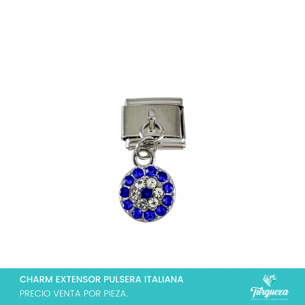 Dije Charm Ojo Colgante para Pulsera Tipo Italiana Plateado Acero Inoxidableo