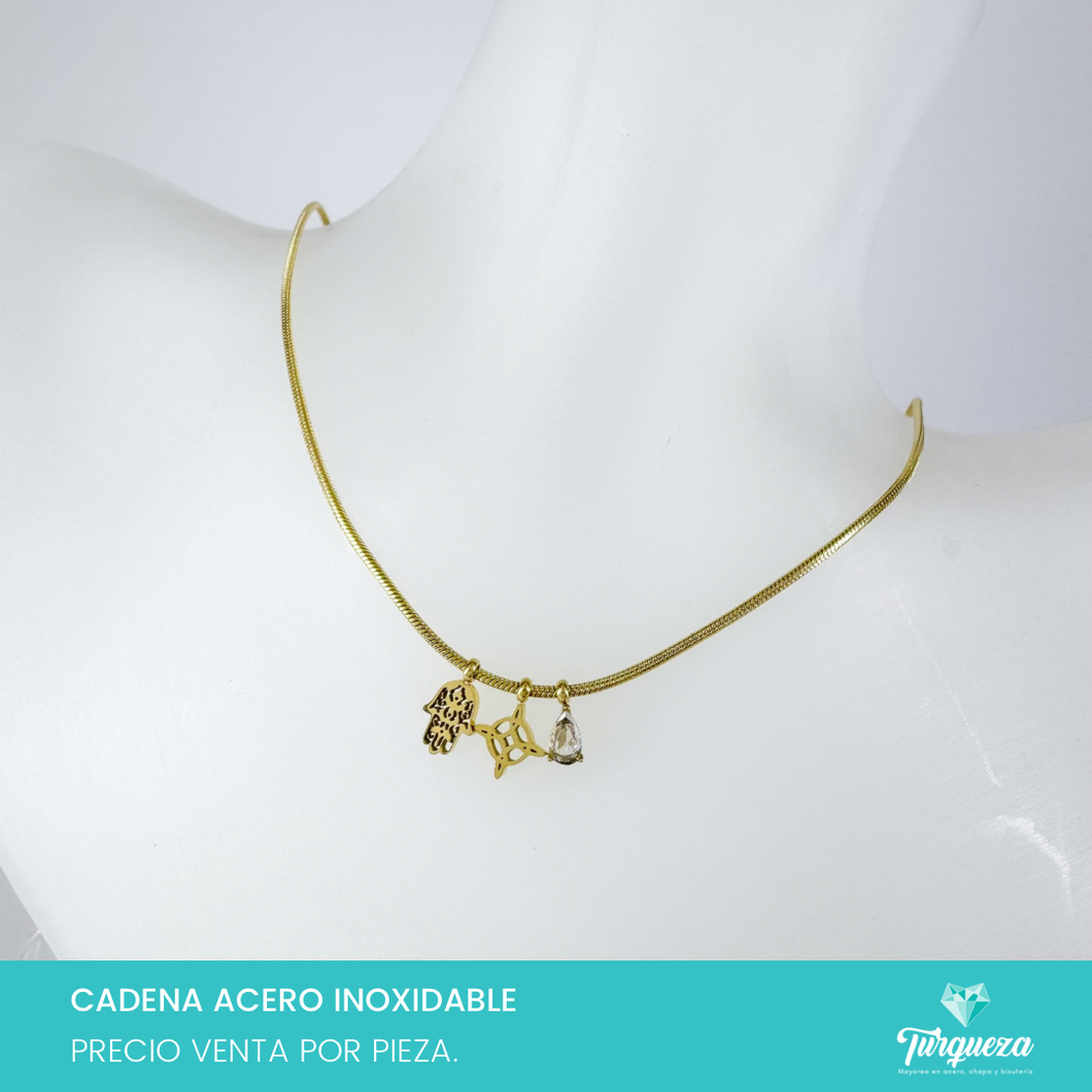 Collar Mini Charms Dorado Acero Inoxidable