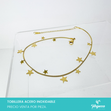 Cargar imagen en el visor de la galería, Pulsera Tobillera Estrellas Dorado Acero Inoxidable
