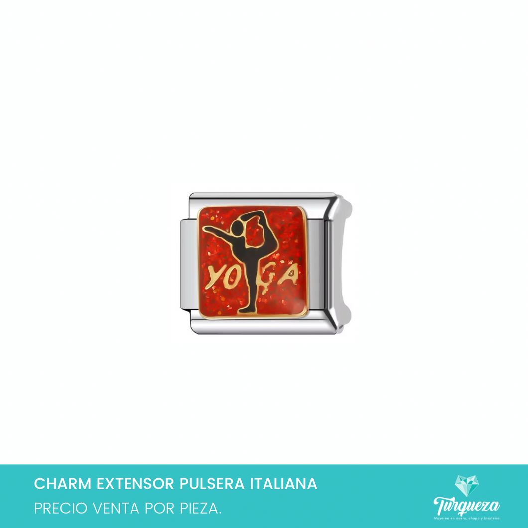 Dije Charm Yoga para Pulsera Tipo Italiana Plateado Acero Inoxidable