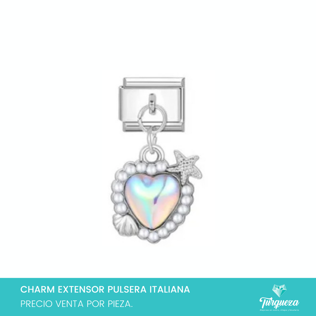 Dije Charm Corazon Colgante para Pulsera Tipo Italiana Plateado Acero Inoxidable