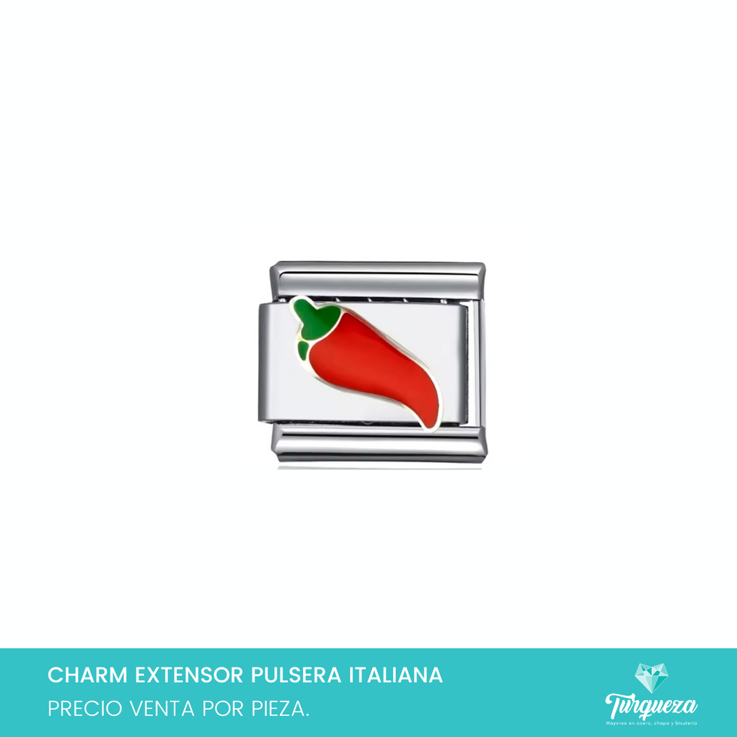 Dije Charm Chile para Pulsera Tipo Italiana Plateado Acero Inoxidable