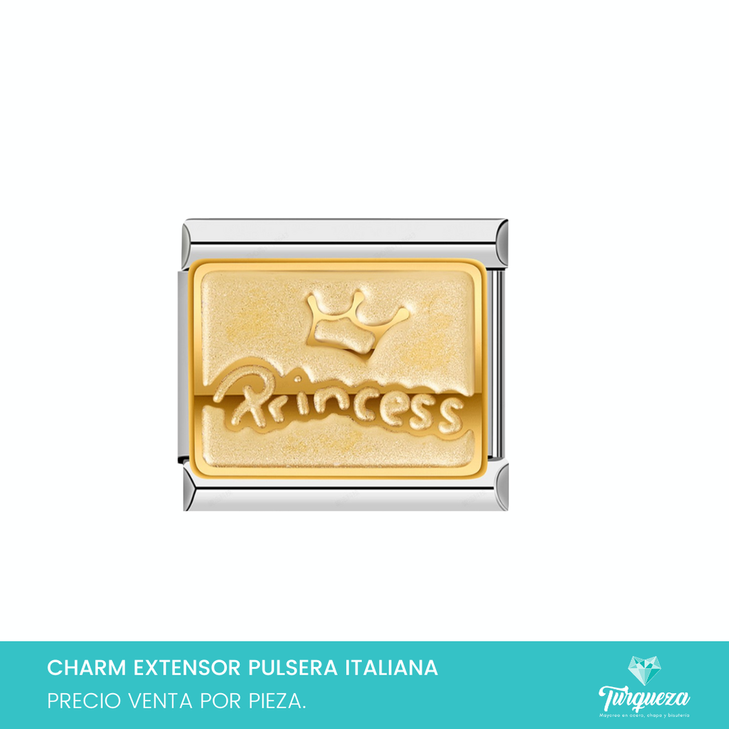 Dije Charm Princes para Pulsera Tipo Italiana Plateado Acero Inoxidable