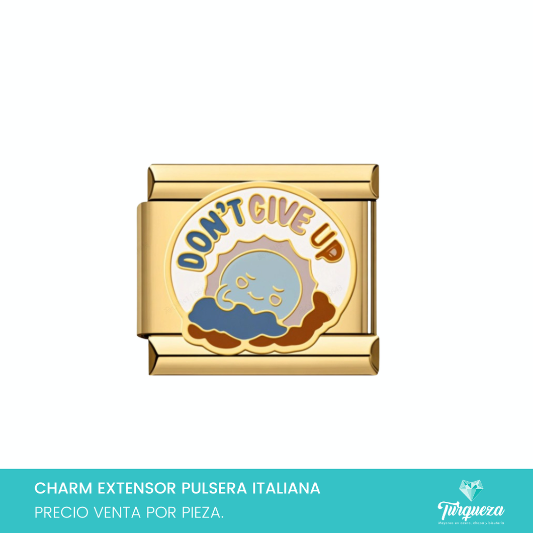 Dije Charm Dont Give Up para Pulsera Tipo Italiana Dorado Acero Inoxidable