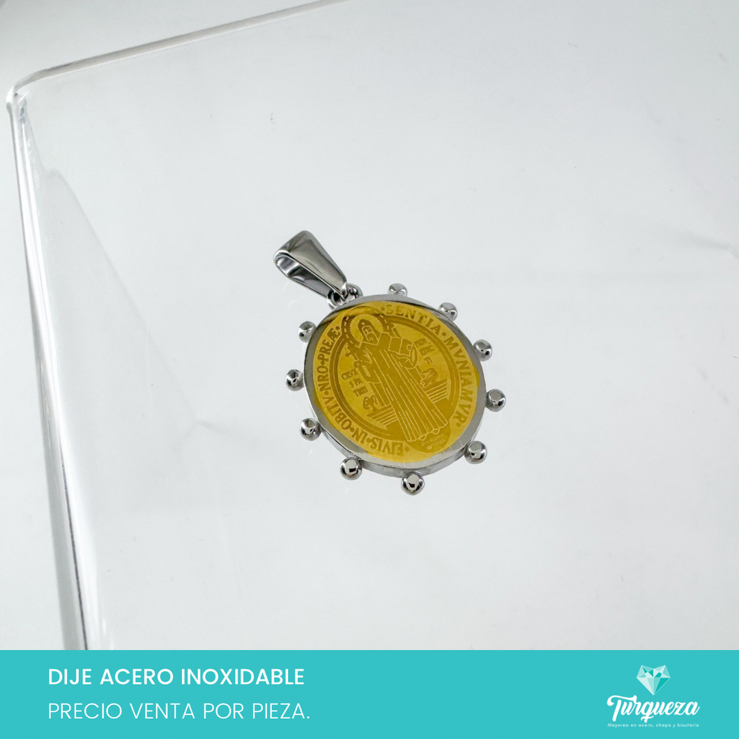 Dije Medalla San Benito Bitono Acero Inoxidable