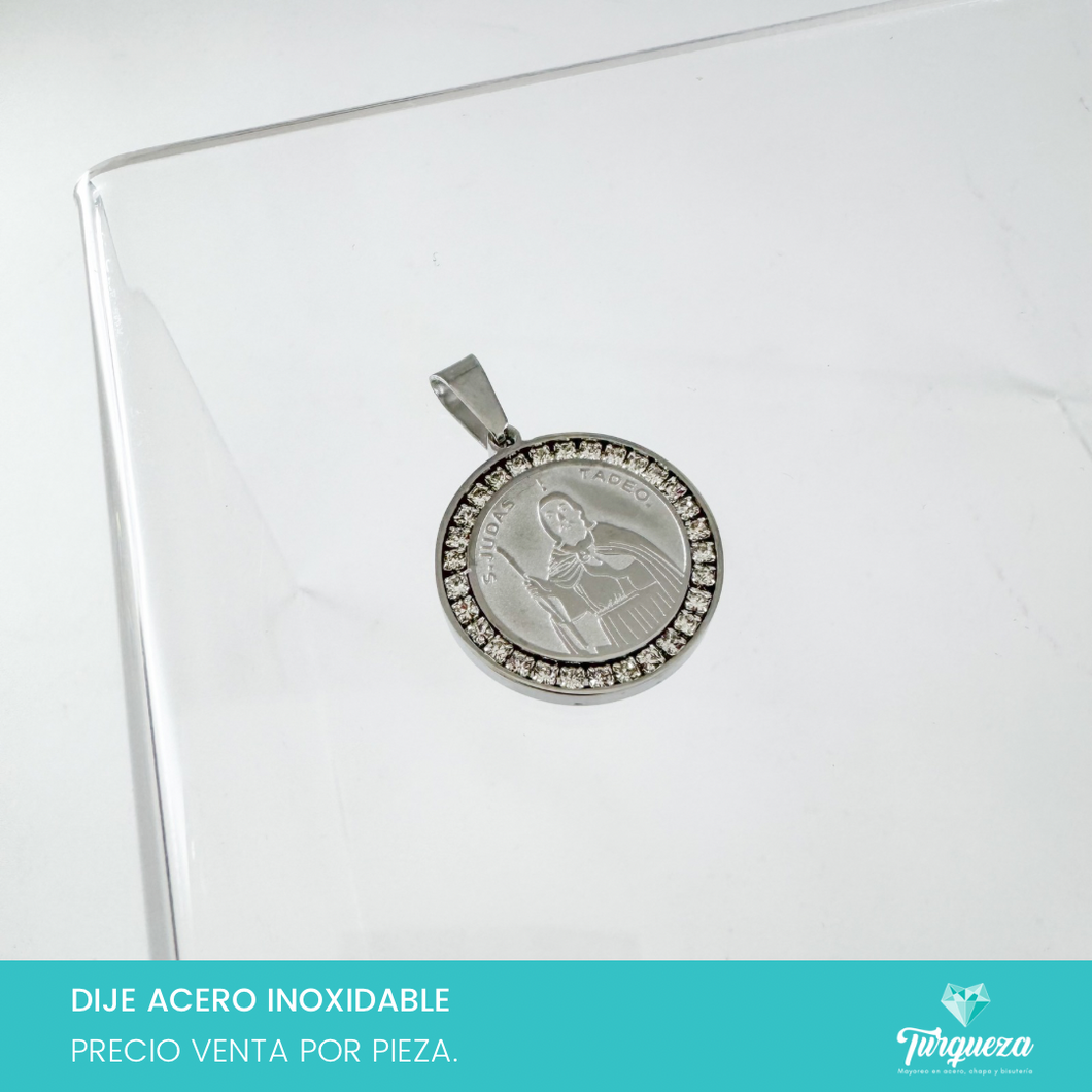 Dije Medalla San Judas Plateado Acero Inoxidable