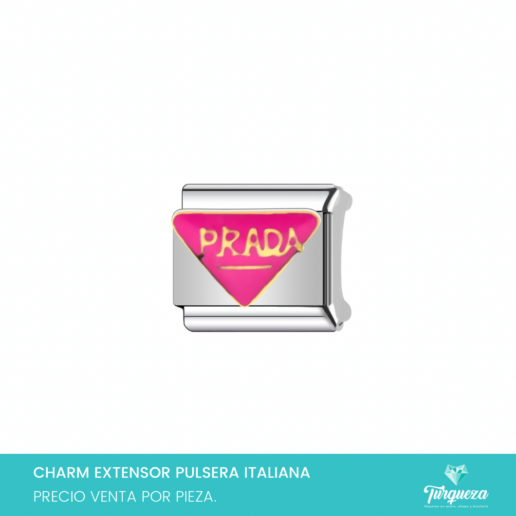 Dije Charm Triangulo Rosa para Pulsera Tipo Italiana Plateado Acero Inoxidable