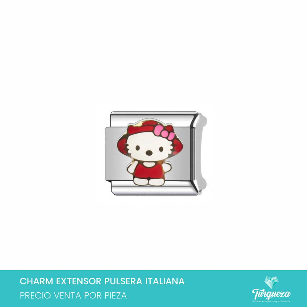 Dije Charm HK Rosa para Pulsera Tipo Italiana Plateado Acero Inoxidable