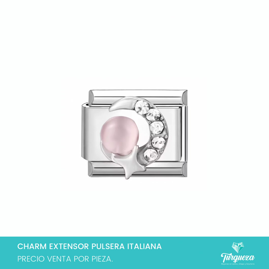 Dije Charm Luna para Pulsera Tipo Italiana Plateado Acero Inoxidable